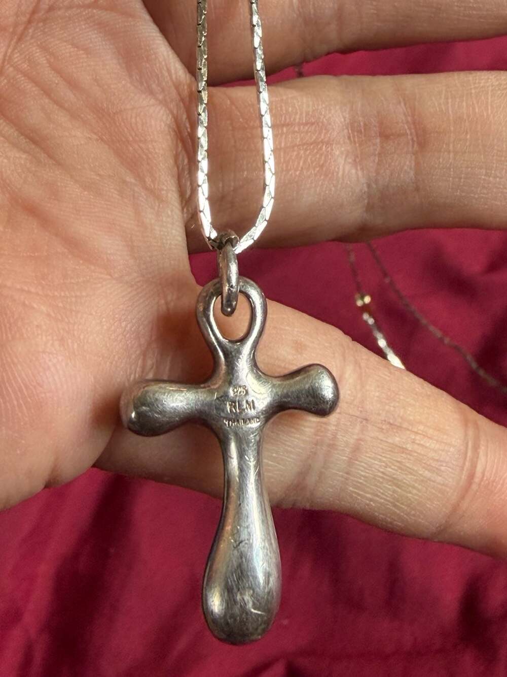 Robert Lee Morris RLM Sterling Silver Puffy Cross Pendant Necklace